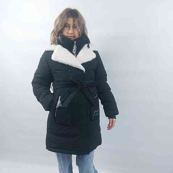 Детская черная зимняя куртка пальто на девочку 116 Николаев