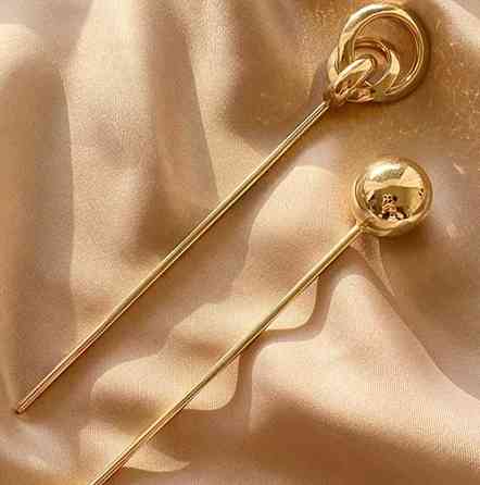 Шпильки для волос металлические золотые 2 шт геометрические палочки для прически аксессуар Киев