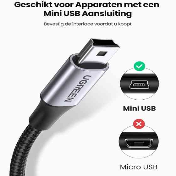 Кабель Ugreen USB-A to Mini USB 2.0 US375 80796 (Чорний, 2м) Николаев