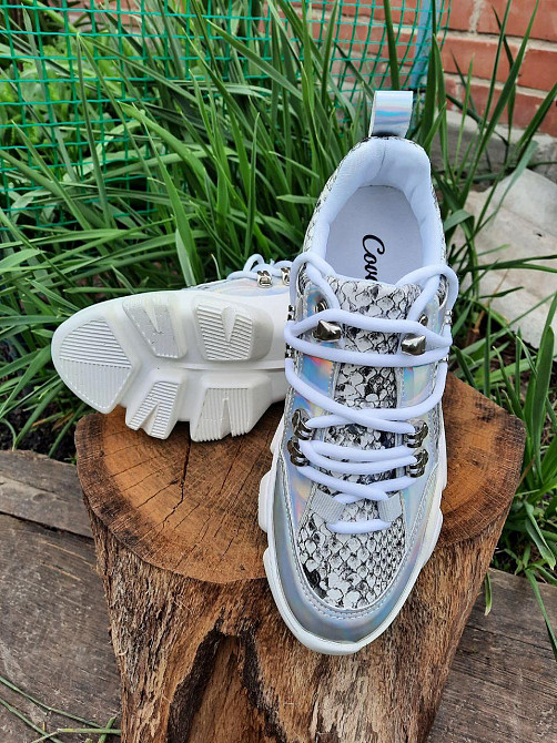 -Женские Кроссовки на Танкетке Серебристые Слипоны Мокасины на Платформе (размеры: 37,38,39) - 275-1 Днепр - изображение 4