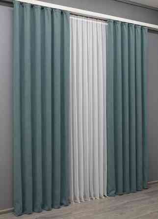 Комплект готовых штор VR-Textil Микровелюр Petek № 1507ш Серо-голубой 150х285 см 2 шт (33-0389) Киев