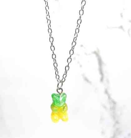 Мишка подвеска, салатовый + желтый -длина 48см, смола, цинковый сплав Киев