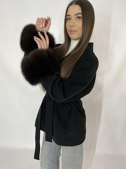 Стильне жіноче пальто з хутром Чорний, XL-2XL Харків - фото 4