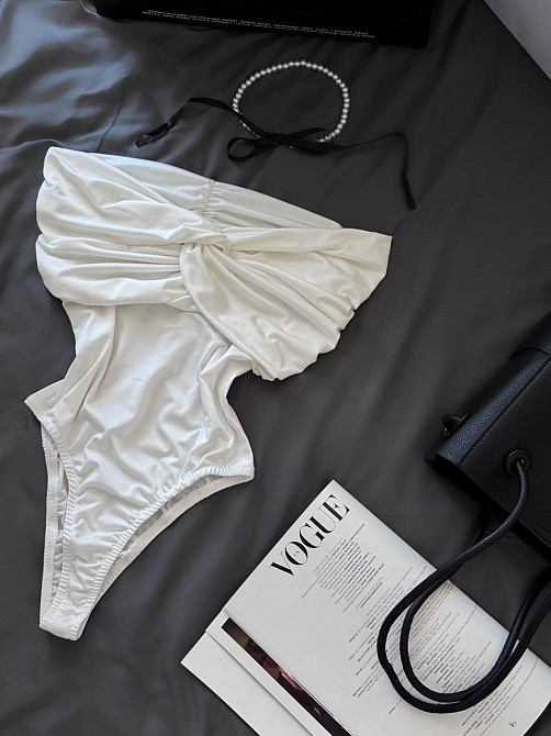 Стильний жіночий елегантний боді трикотаж масло Молочний Одеса - фото 4