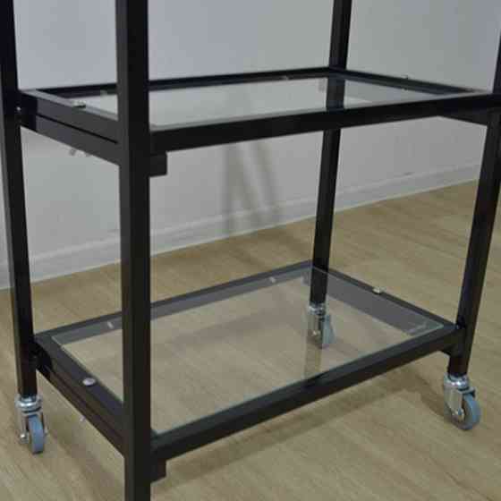 Коляска косметологічна UK-019 на колесах 3 полиці металева Чорний Київ