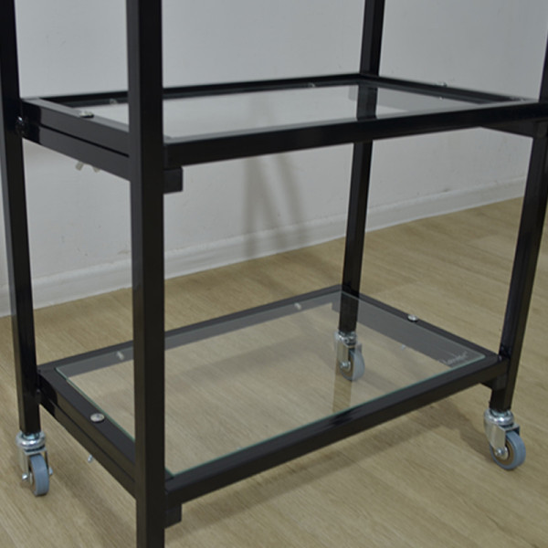 Коляска косметологическая UK-019 на колесах 3 полки металлическая Черный Киев - изображение 2