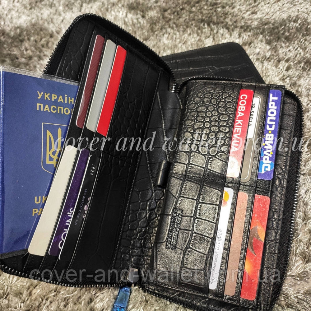 Елітний чоловічий гаманець-клатч зі шкіри під крокодила на змійці Marco Coverna JP-5901A Київ - фото 4