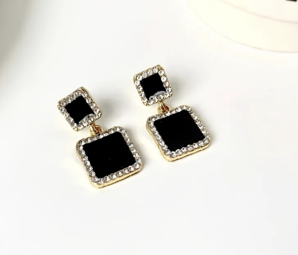 Сережки з чорним камінням Сміла - фото 3