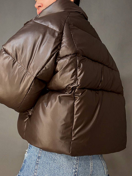 Куртка жіноча Lady Yep 30083 пуффер коротка глянцева коричнева, коричневий, M Київ - фото 4