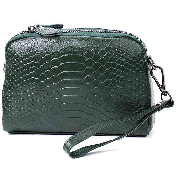 Женская компактная сумка на два отделения из натуральной кожи Vintage 22802 Зеленый Киев