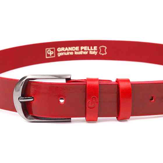 Женский яркий ремень из натуральной кожи Grande Pelle 21457 Красный Киев