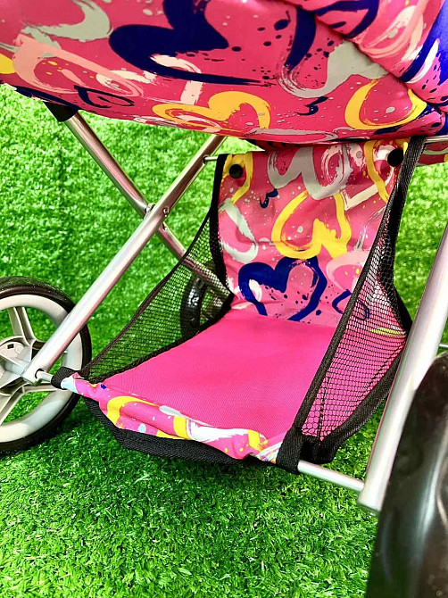 Коляска для ляльки Melogo металева з люлькою-перенескою кошиком Малинова (9369/82100) Чернігів - фото 4