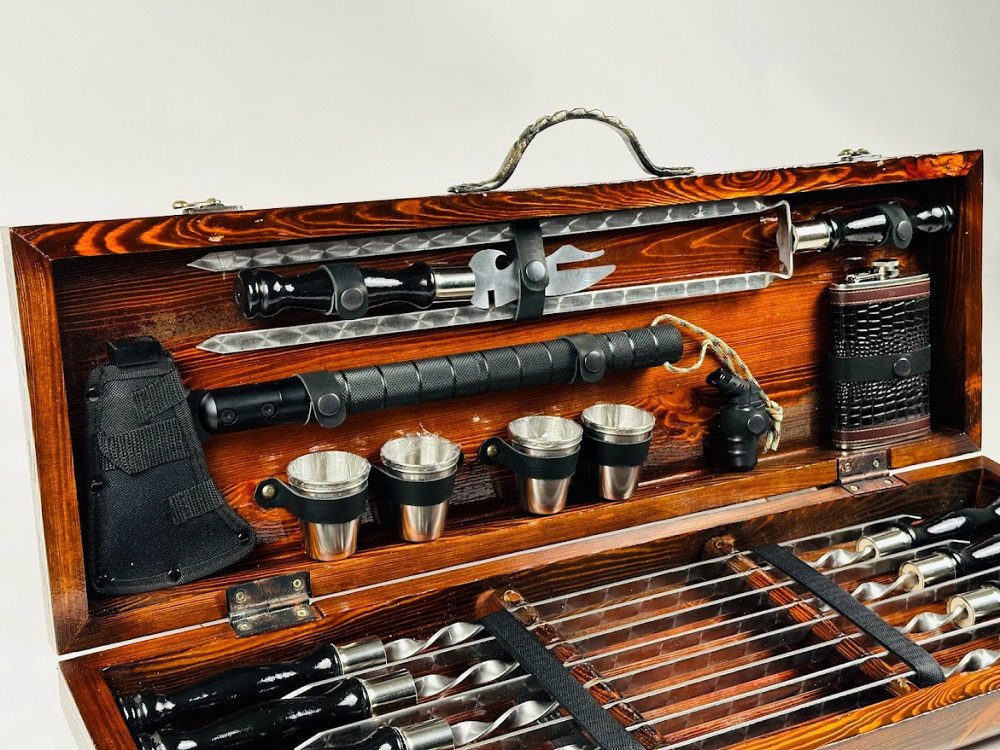 Подарунковий набір шампурів у дерев'яному кейсі BLACK LUX HAPPY DAYS Тернопіль - фото 5