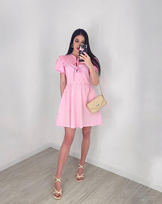 Жіноча романтична мінісукня-котон Рожева, 46/48 Одеса - фото 4