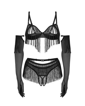 Комплект Obsessive Rossay Black 4-pcs crotchless set L/XL Львів