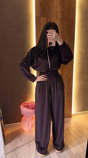 Жіночий стильний повсякденний комбінезон велюр плюш Шоколад, 44/46 Одеса - фото 10