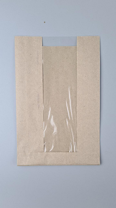 Бумажные пакеты крафт с прозрачным окошком 150х40х230, 40г/м2, окно 60 (100 шт) Харьков - изображение 1