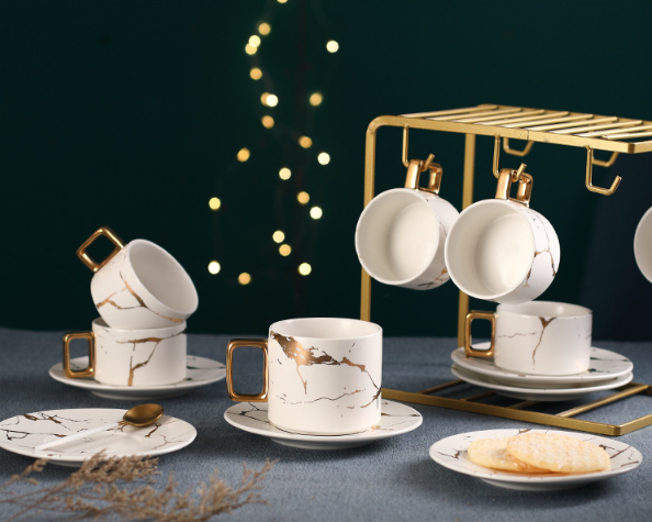 Чайная чашка ЧЕРНАЯ мрамор кружка с мраморным рисунком 220мл Кременчуг - изображение 4