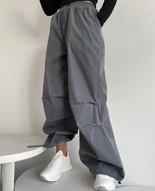 Женские широкие базовые брюки карго плащовка Серый Одесса - изображение 2