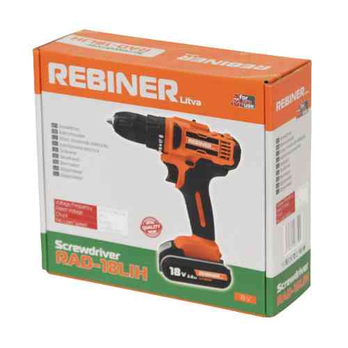 Акумуляторний шурупокрут Rebiner RAD-18LiH (18 В, 2 А/год) — Потужний інструмент для будь-яких робіт, гарантія 36 міс Львів