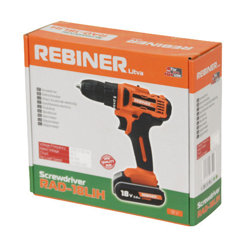 Акумуляторний шурупокрут Rebiner RAD-18LiH (18 В, 2 А/год) — Потужний інструмент для будь-яких робіт, гарантія 36 міс Львів - фото 6