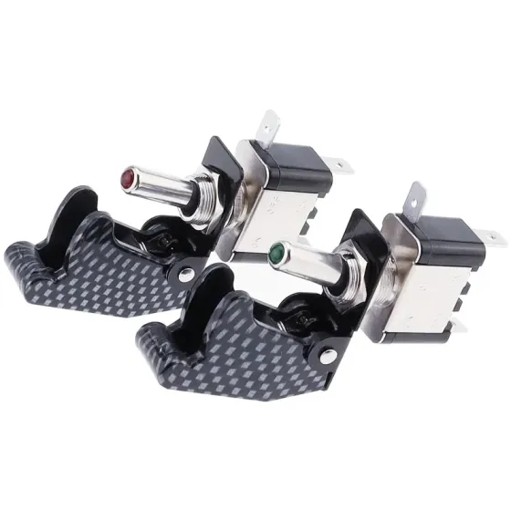 Тумблер питания 12В с LED и карбоновой крышкой для авто Киев