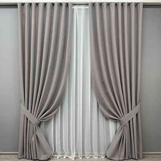 Комплект готовых штор VR-Textil Блэкаут двусторонний ASHEN NIGHT № 1850ш Бежево-серый 150х270 см 2 шт (33-0901) Киев