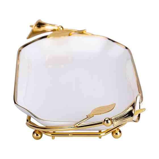 Порцелянова фруктовниця на підставці 26×15×3.5 см Біла із золотом HP-7-5 Київ