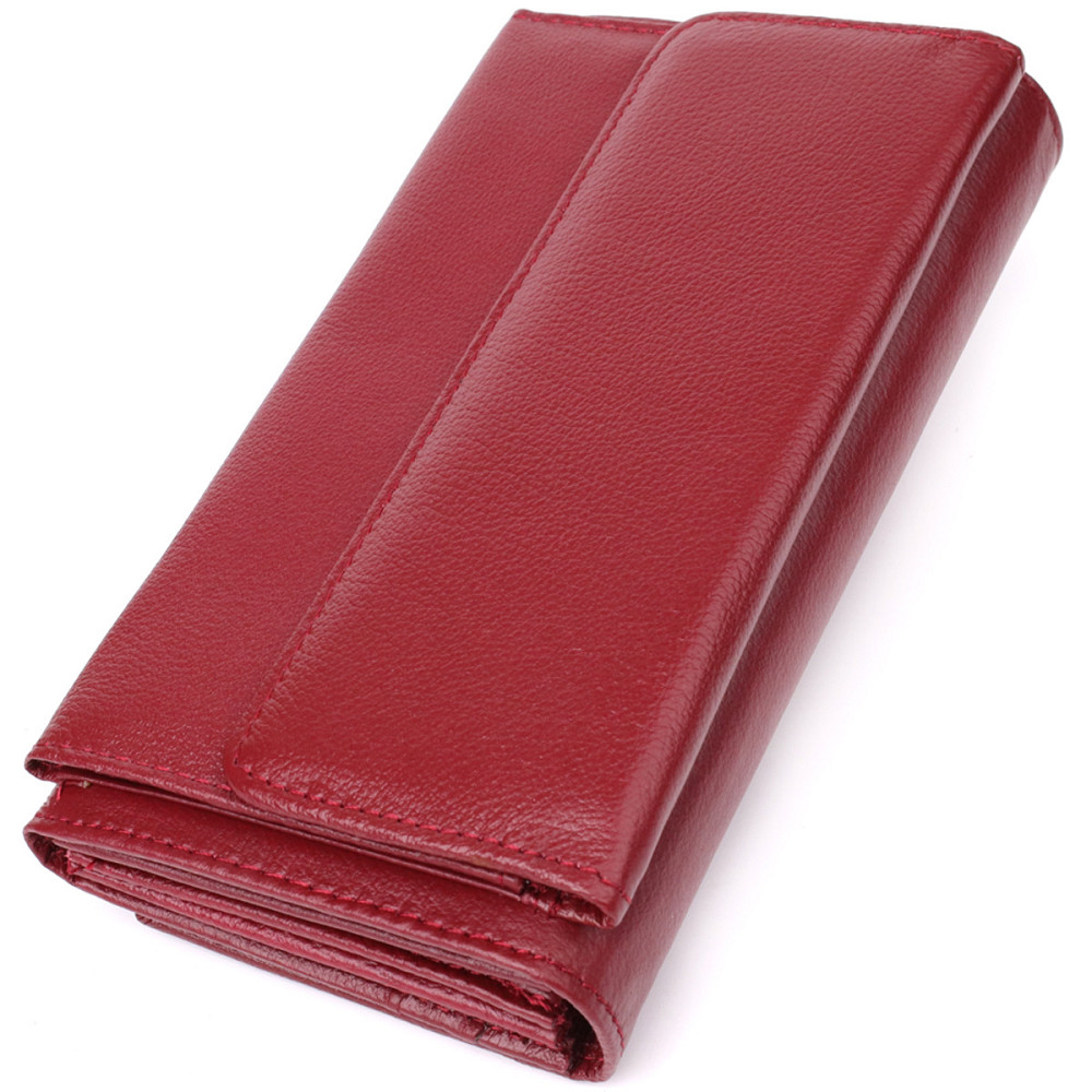 Жіночий шкіряний гаманець з кишенею для телефону бордовий (ST Leather) Київ - фото 13