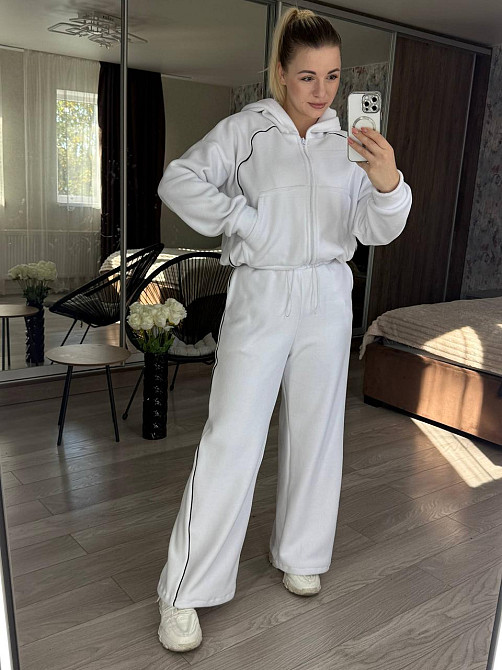 Женский теплый прогулочный костюм двойка с дабл флиса полар Белый, 42/44 Одесса - изображение 1