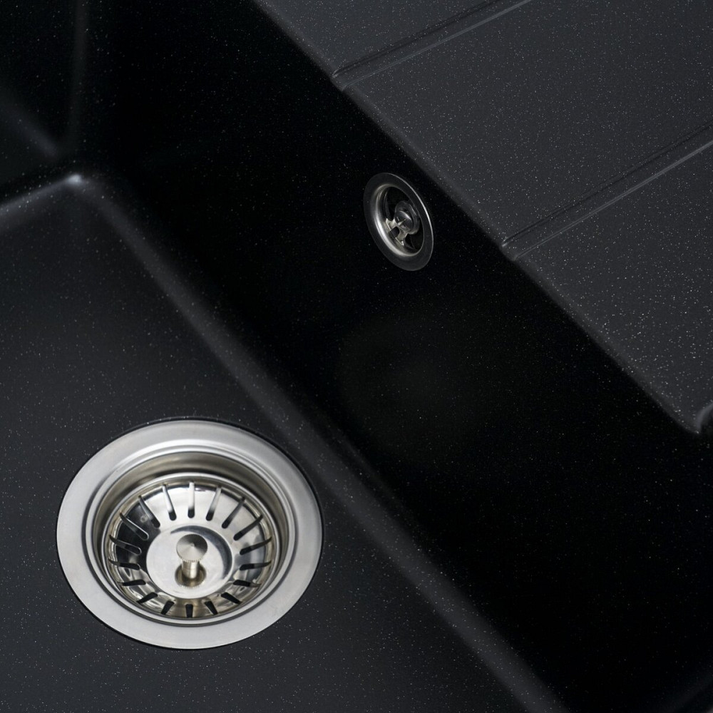 Гранітна мийка для кухні VALESO INTENSO 6550 матова Чорний металік Коломыя - изображение 6