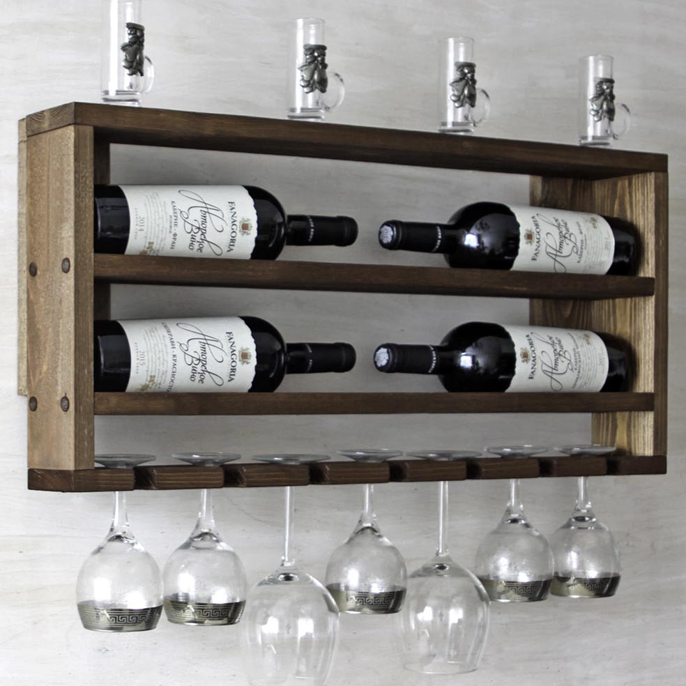 Настінна винна полиця "Момбесу" сепія Миколаїв - фото 1