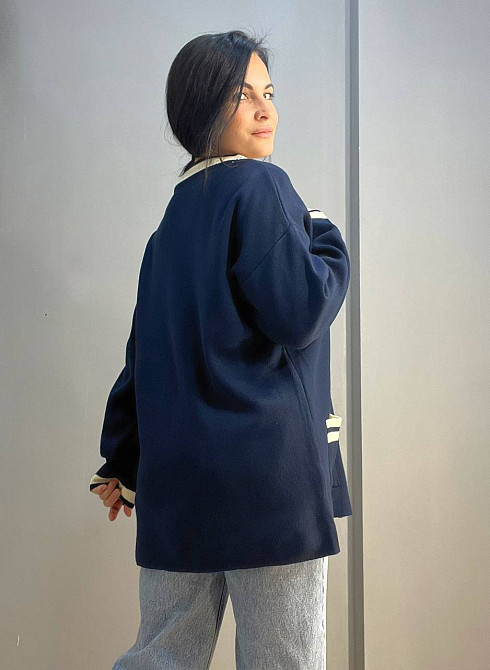 Кардиган жіночий ENJOY 001 золоті гудзики подовжений оверсайз з кишенями, темно-синій, one size Київ - фото 12