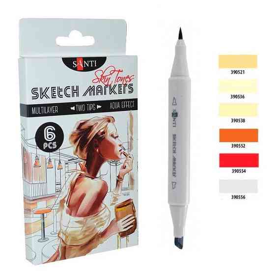 Набір маркерів "SANTI sketch" 6шт 390568 "Skin Tones", шт Київ