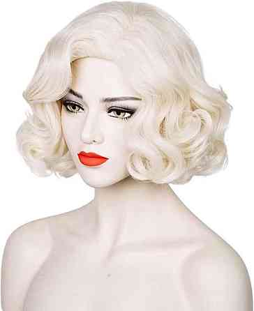 Перука коротка блонд в стилі Мерлін Монро світла кучерява вінтажна ретро, термостійке синтетичне волосся для косплею, зміни образу Київ