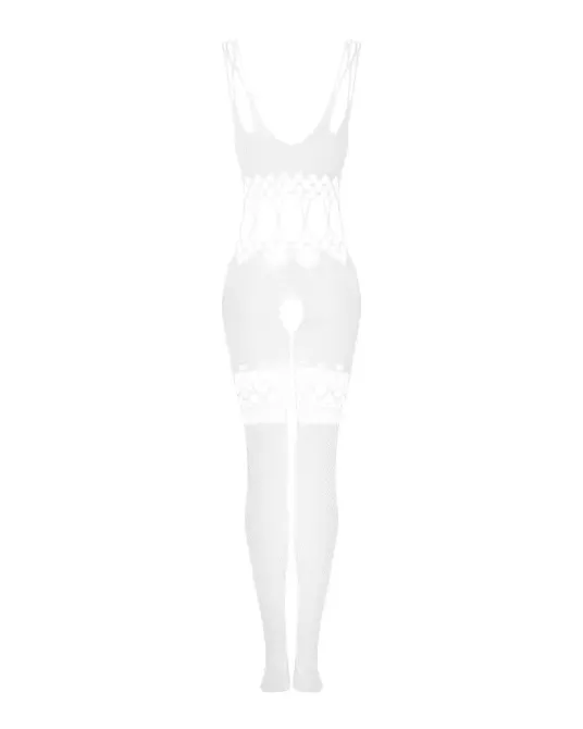 Сітчастий бодістокінг з імітацією топа та шортів Obsessive Bodystocking G330 XL/XXL, white, з доступ Львів - фото 4