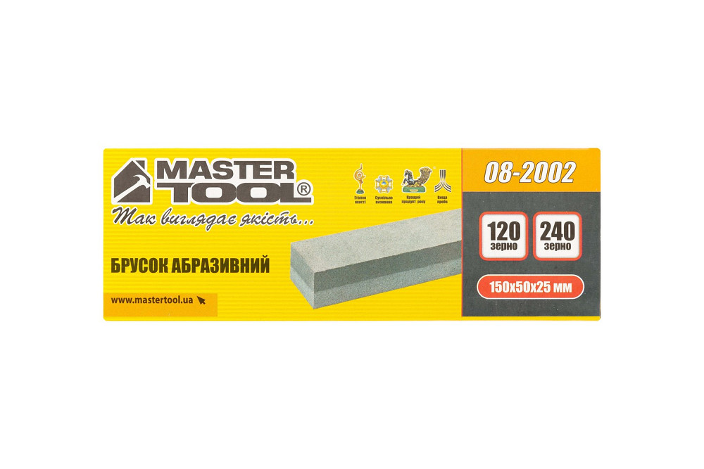 MASTERTOOL Брусок абразивний MASTERTOOL двосторонній 150х50х25 мм зерно 120/240 08-2002 Коломия - фото 2