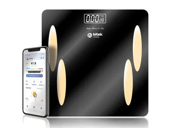 Електронні ваги підлогові BITEK BT-1607 180кг скляні з LED дисплеєм та App Одеса