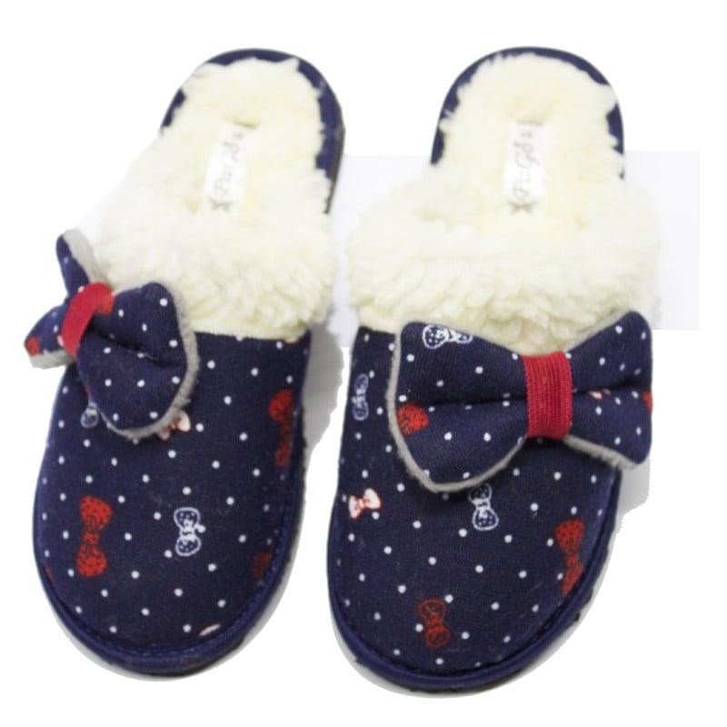 Капці жіночі закриті пальчики на овчині теплі, горох бантик сині 37 Одеса - фото 1