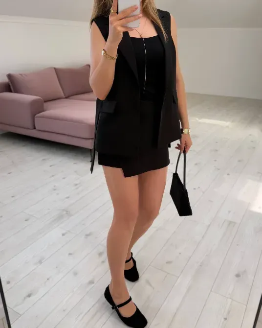 Женский костюм с жилетом и шортами с юбкой | стильный комплект Одесса - изображение 7