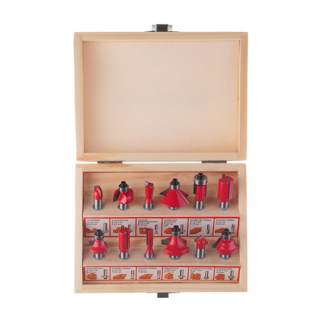 Набір фрез кінцевих по деревині, 12 шт. INTERTOOL HT-0071 Киев - изображение 2