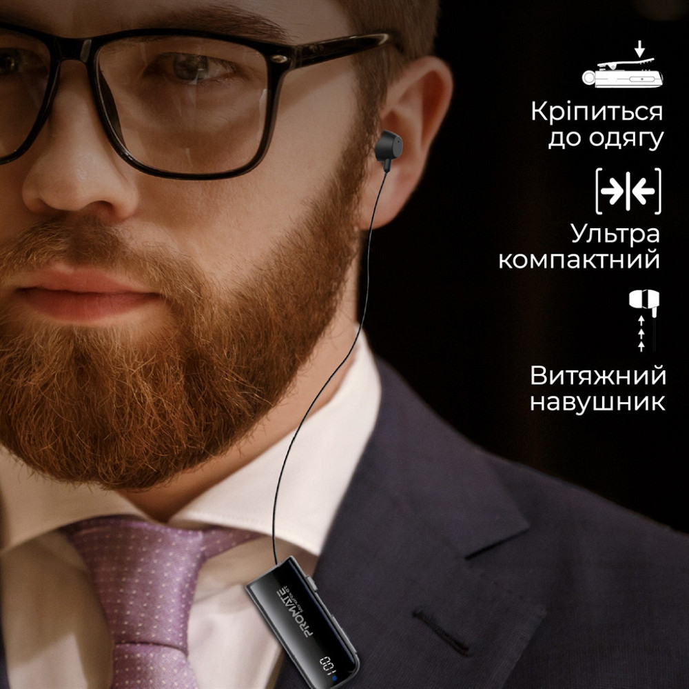 Bluetooth-гарнітура Promate Monoflix-bt Black ( Чорний ) Харків - фото 12