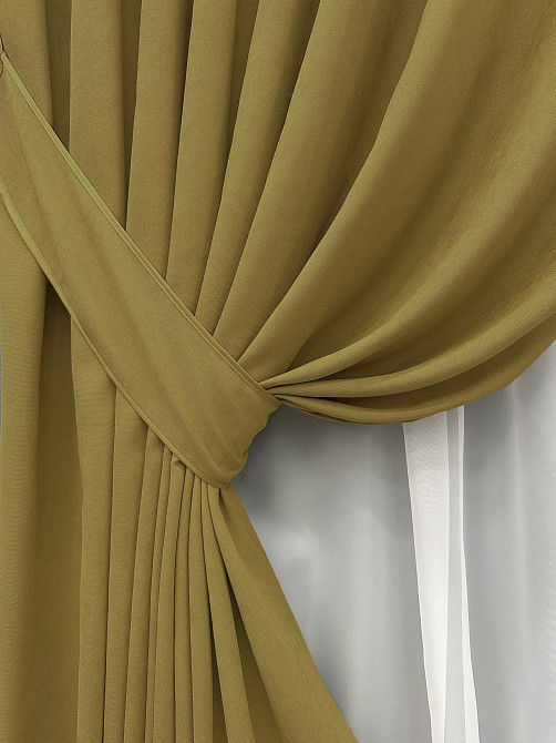 Комплект готових штор VR-Textil Мікровелюр Petek № 1514ш Гірчичний 200х290 см 2 шт (32-514) Київ - фото 5