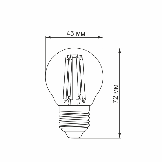 Лампа G45 6W E27 2200К 220V Filament A LED Videx Житомир - изображение 3