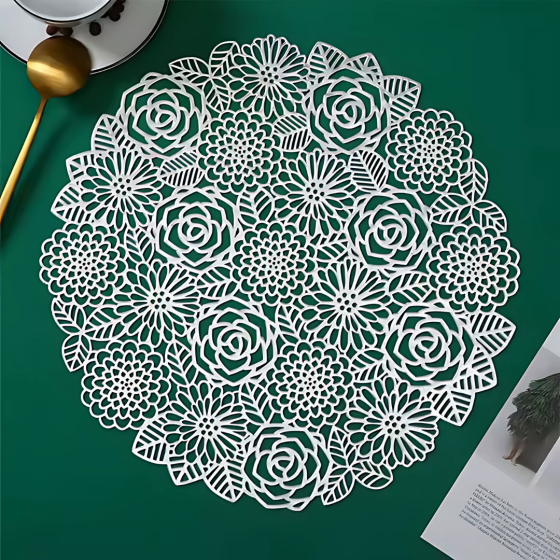 Сервировочная салфетка круглая под горячее, коврик сервировочный серебристый набор 2 шт Каменец-Подольский