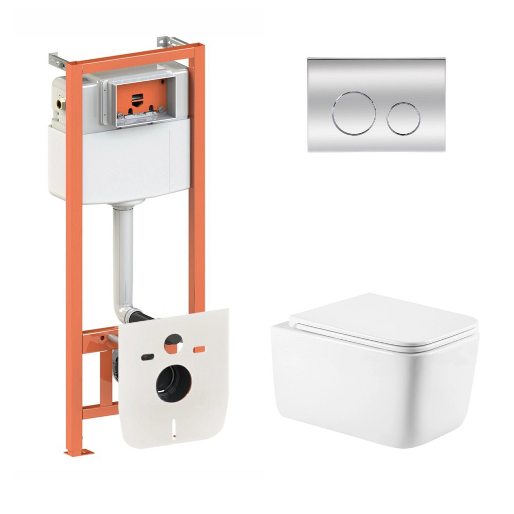 Готове рішення Qtap для ванної кімнати: підвісний унітаз Gemini Ultra Quiet 520×360×350 + комплект інсталяції Nest 4 в 1 Київ - фото 1