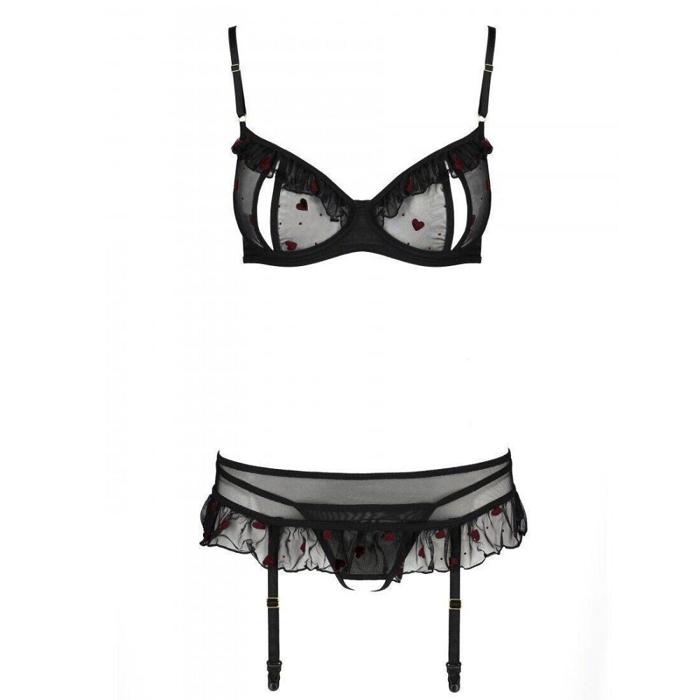 Сексуальний комплект з поясом для панчіх Passion LOVELIA SET XXL/XXXL, black Sex Aura Київ - фото 5
