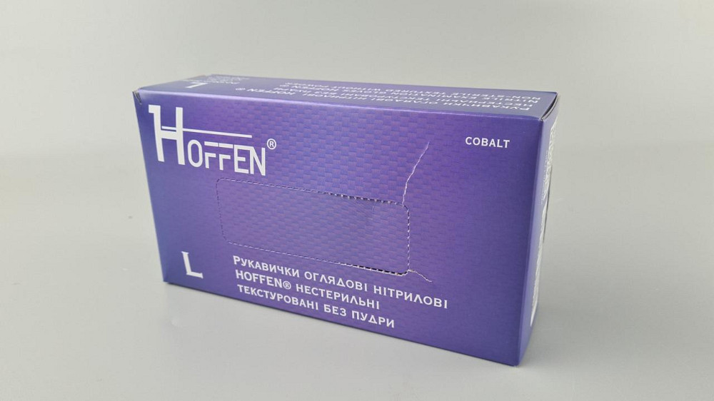 Рукавиці Нітрил Кобальтовий (100 шт.) розмір L "HOFFEN" (1 пачка) Харків - фото 1
