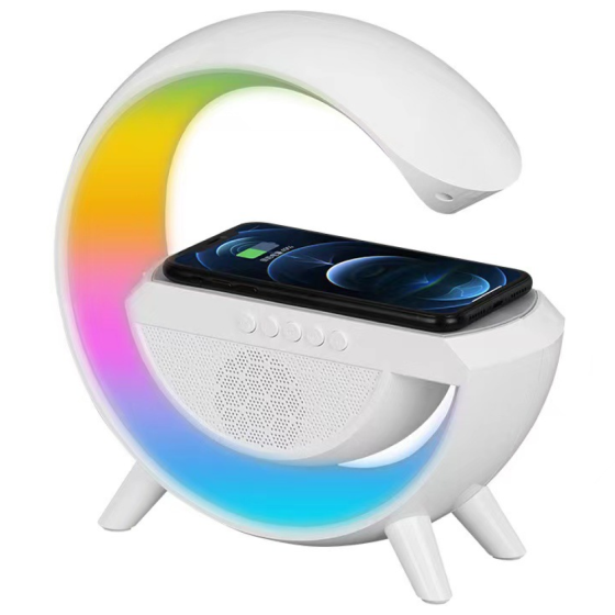 Нічний RGB світильник з бездротовою зарядкою для телефону,Білий SBR Київ
