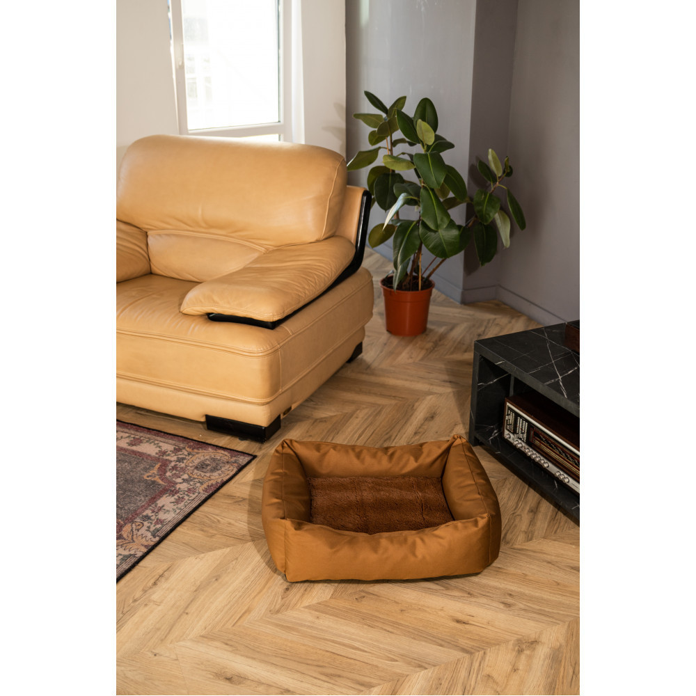 Водовідштовхувальний лежак зі знімним чохлом і двосторонньою хутряною подушкою Incor Коричневий 10040 XL (90/80/20) Київ - фото 7